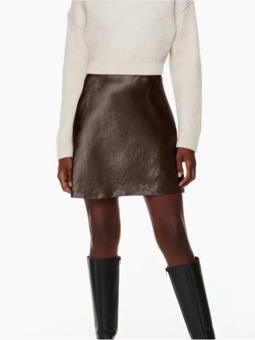 Aritzia/Babaton Brown Silk Mini Skirt